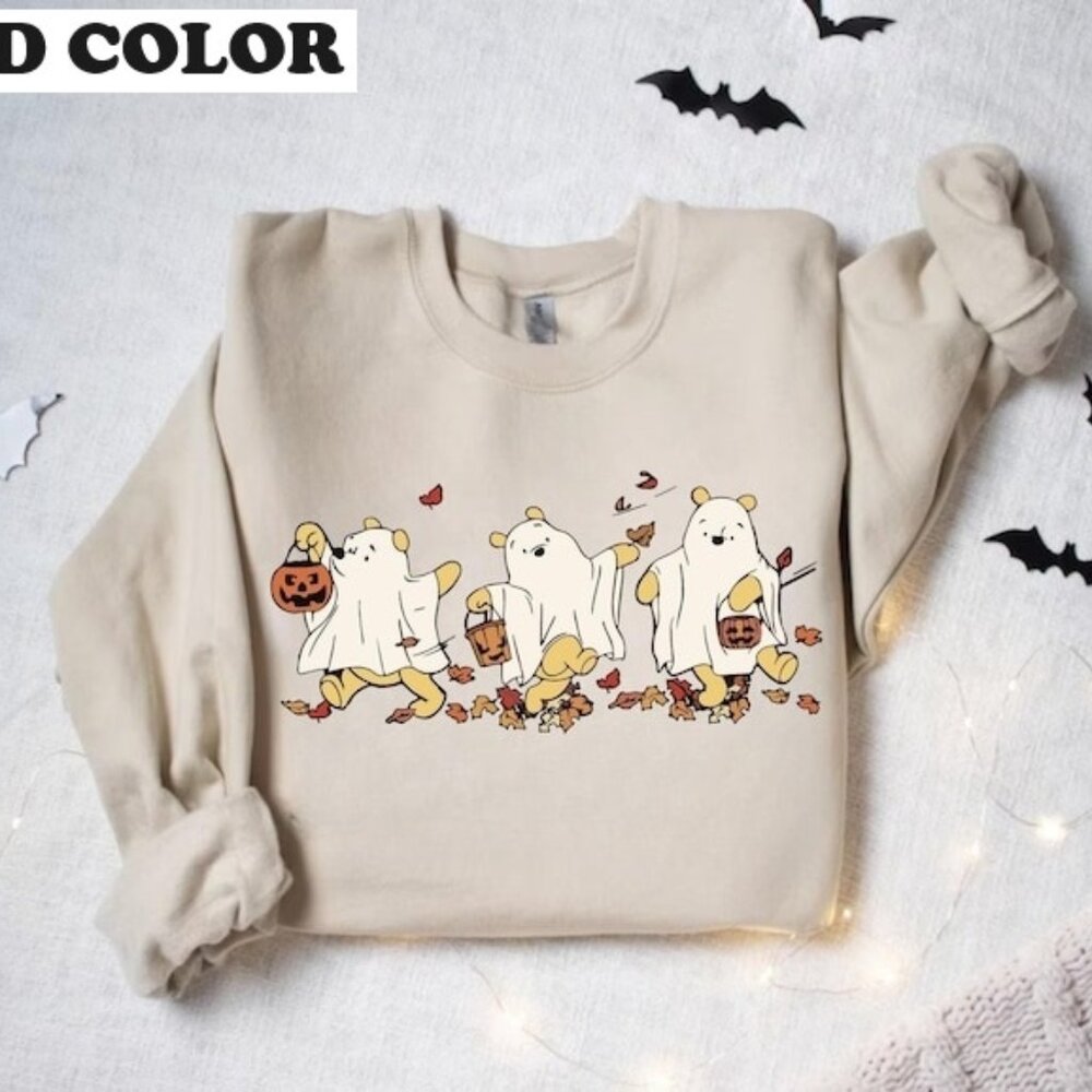 Retro Pooh Ghost Spooky Season Cute Halloween Winnie The Pooh Sweatshirt